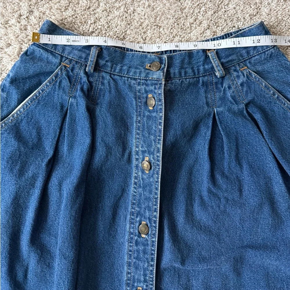 VTG Denim Midi Skirt Buttons - Picture 3 of 5